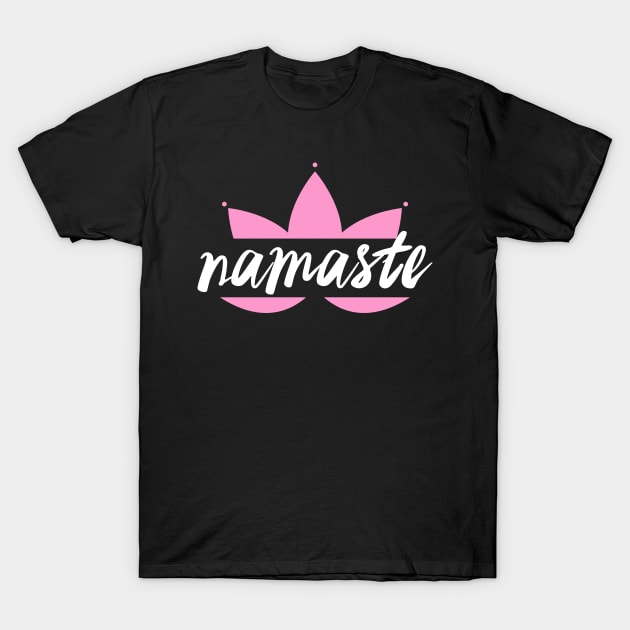 Namaste on pink yoga lotus Yoga design T-Shirt by FOGSJ